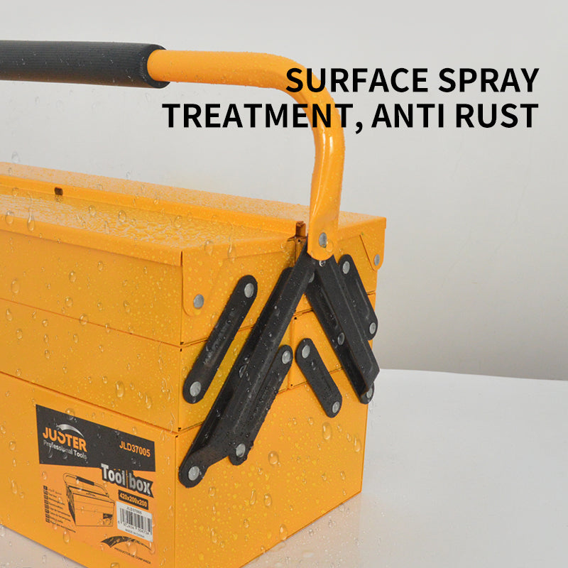 JUSTER Iron Tool Box 420 * 200 * 200mm,530*200*200mm 5 Trays Portable Double Handle Tool Box for Repair Workshop