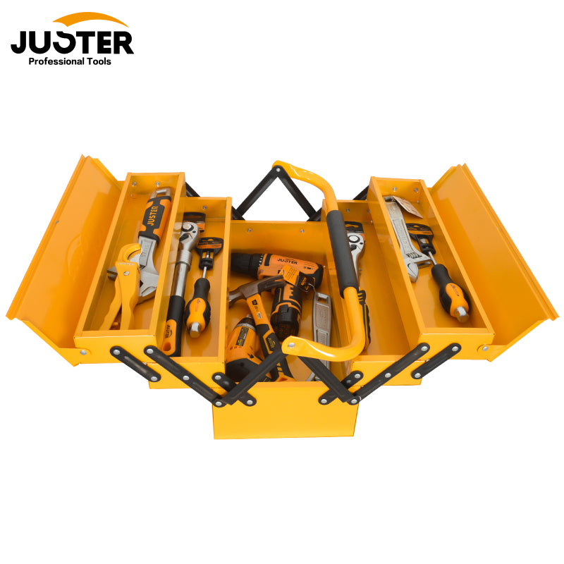 JUSTER Iron Tool Box 420 * 200 * 200mm,530*200*200mm 5 Trays Portable Double Handle Tool Box for Repair Workshop